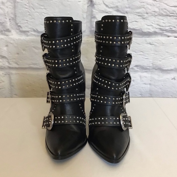 Steve Madden 6 Comet Ankle Boots Women’s Western Strappy Studded Chunky Heels - Picture 4 of 12
